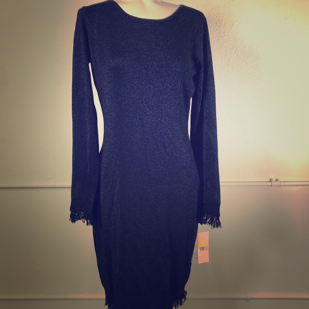 NANETTE Nanette Lepore Fringe Trim Sweater Dress